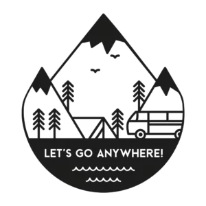 Let's go anywhere sticker tekening.