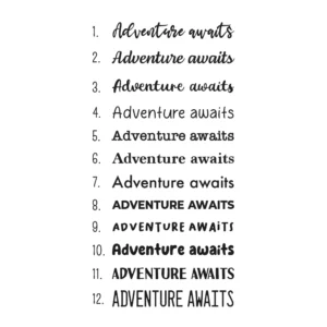 Adventure awaits sticker lettertypes.