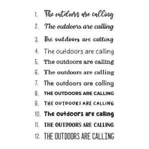 The outdoors are calling sticker lettertypes.