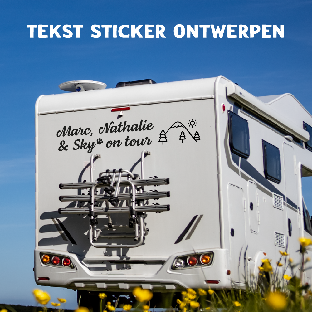 Hier kan je je campersticker ontwerpen met onze unieke ontwerptool